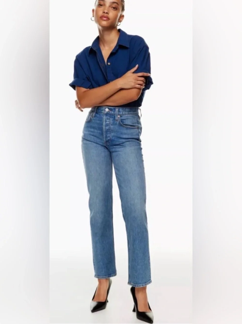 Denim Forum Aritzia The Arlo High Rise Straight 28L Jeans Buttonfly Size 30 - Picture 1 of 11